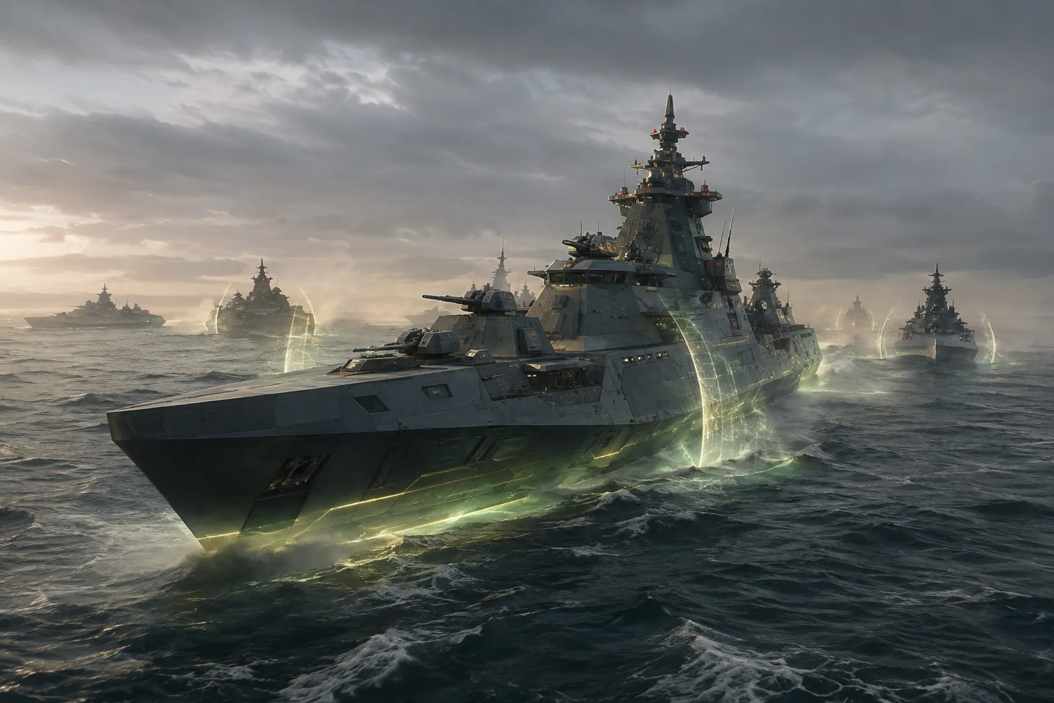 魔力推進と防御技術を取り入れた帝国海軍の艦艇