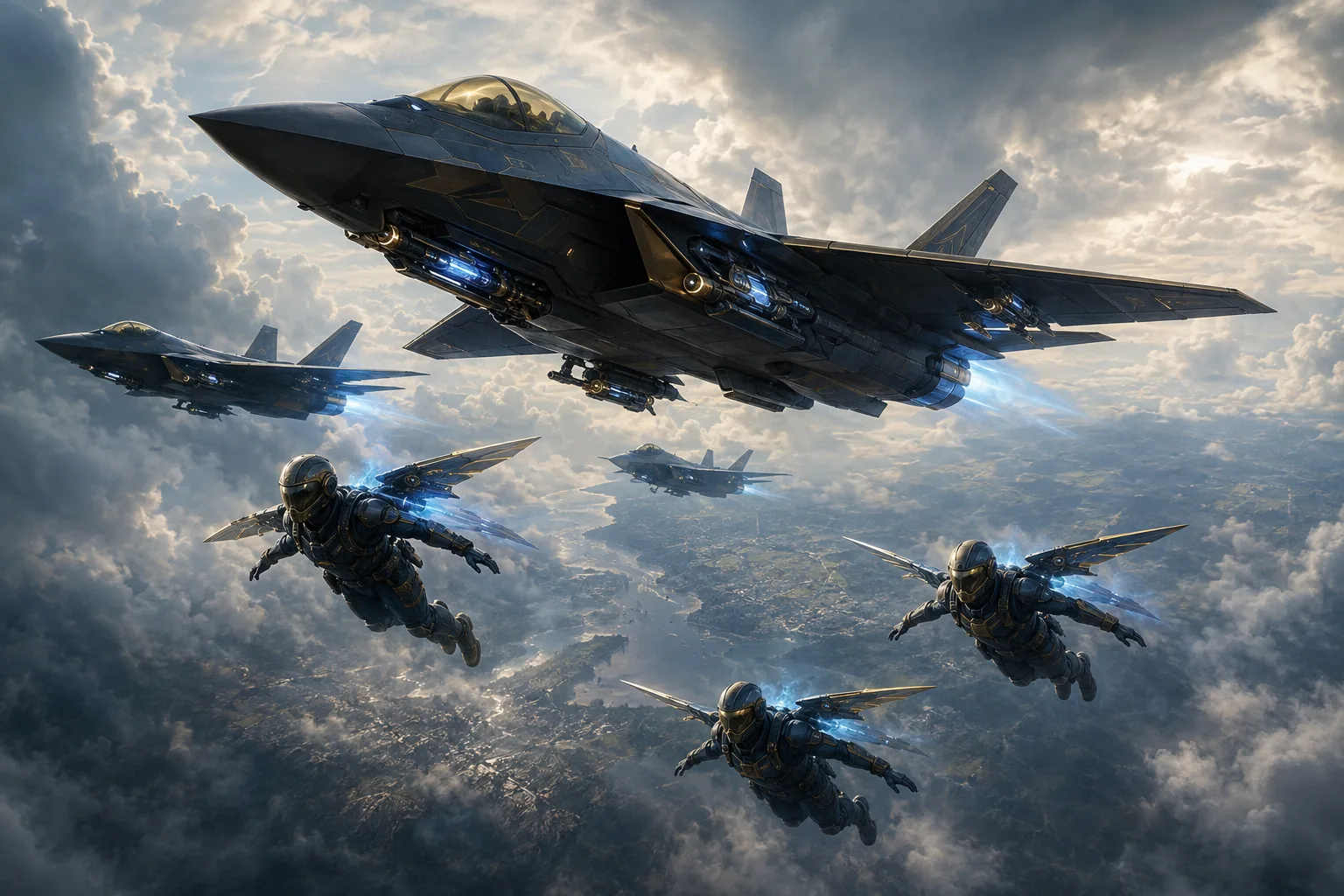 魔導推進ジェット戦闘機と飛行魔法部隊